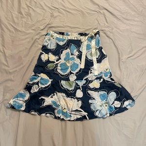 2000s Silk Floral MIDI Skirt